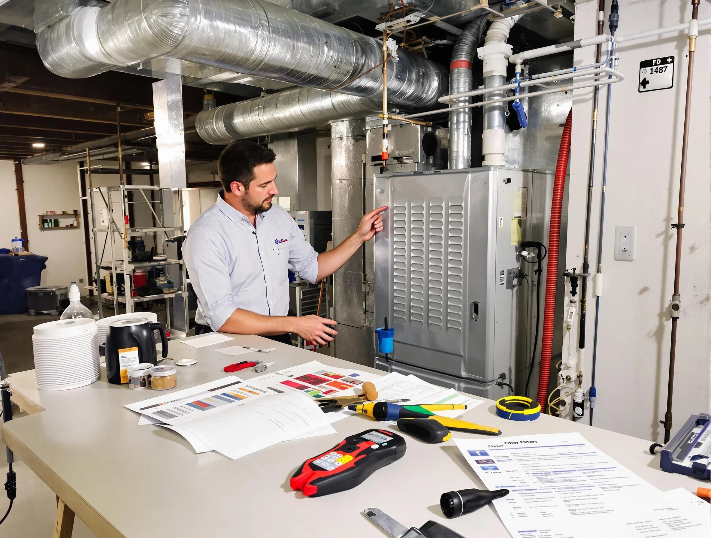 Genesee Air Duct Cleaning inspector conducting detailed filter system evaluation using professional diagnostic tools in Genesee