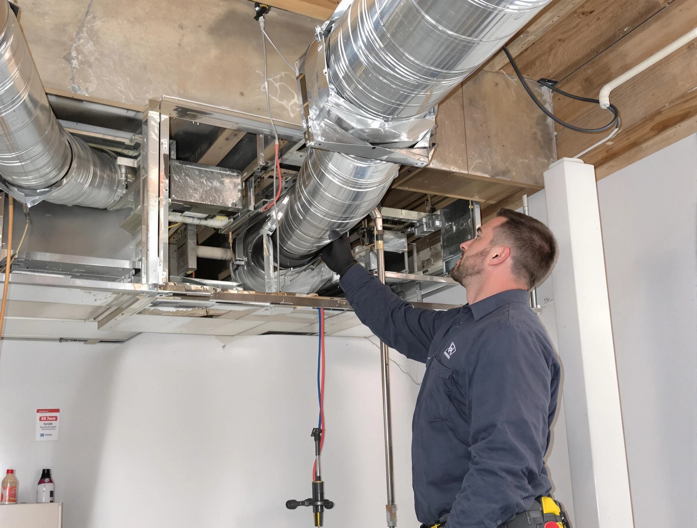 Genesee Air Duct Cleaning technician performing professional air duct repair using specialized tools in Genesee
