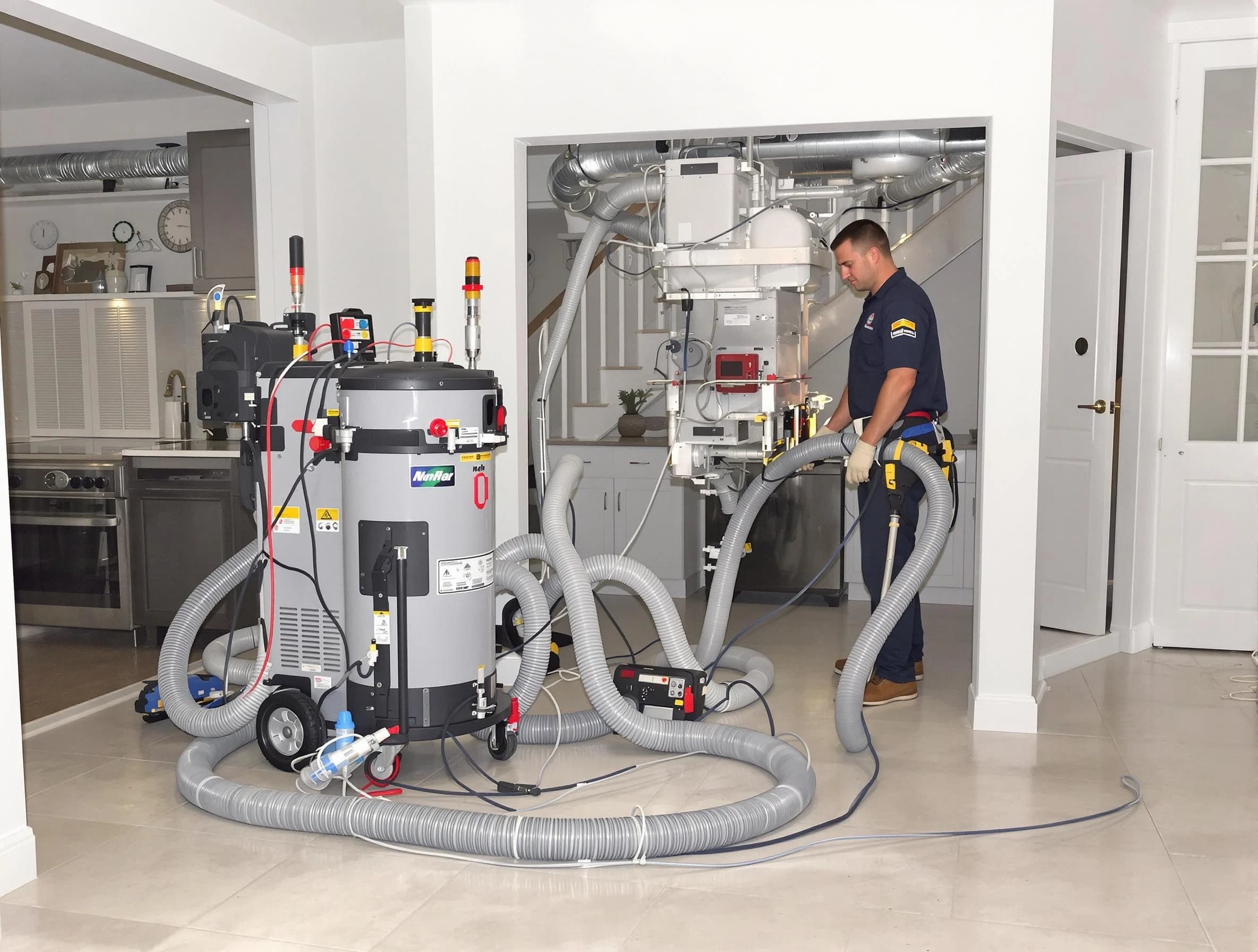 Genesee Air Duct Cleaning technician operating negative pressure cleaning equipment for thorough duct maintenance in Genesee
