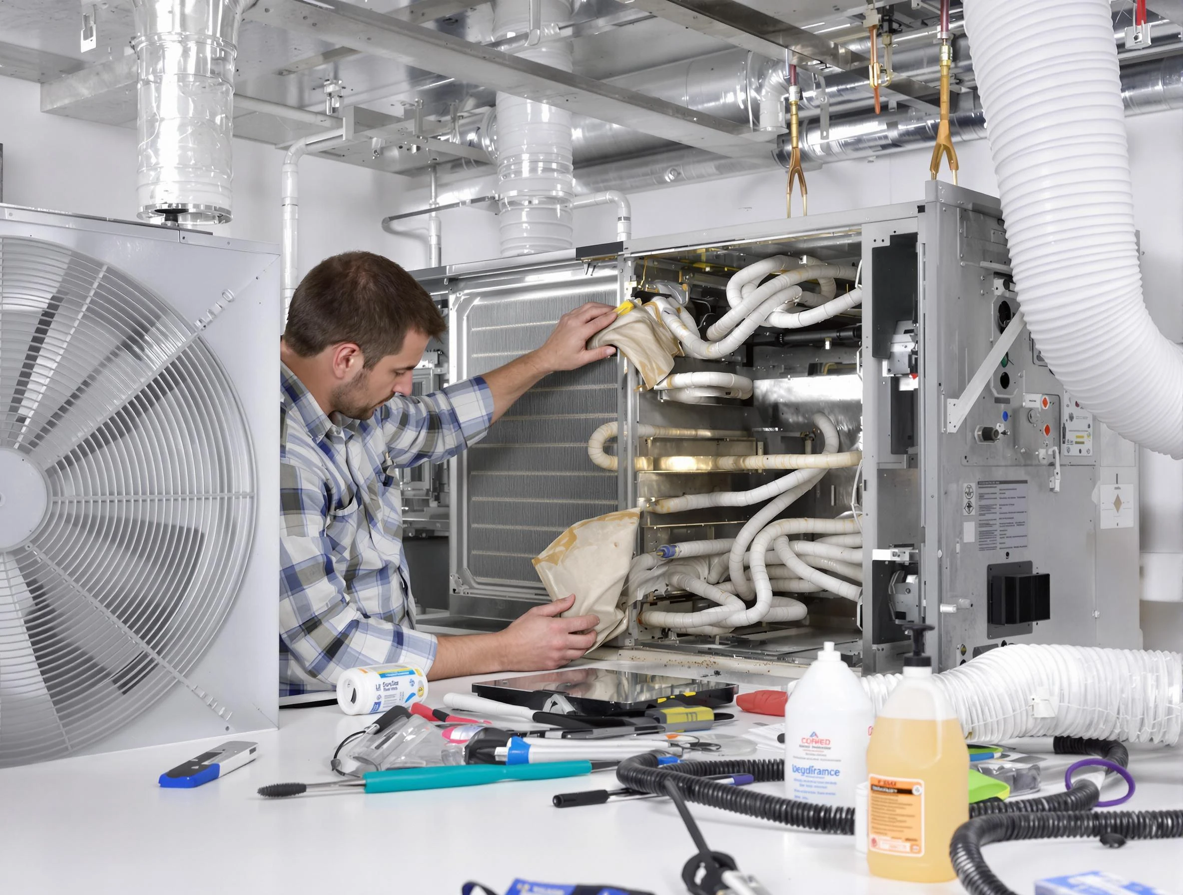 Genesee Air Duct Cleaning specialist performing precision AC coil cleaning in Genesee