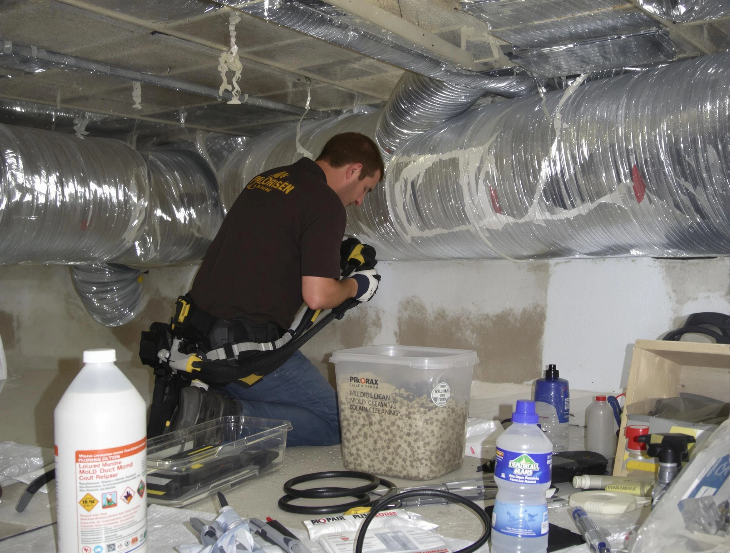 Genesee Air Duct Cleaning specialist performing professional mold removal from air ducts in Genesee